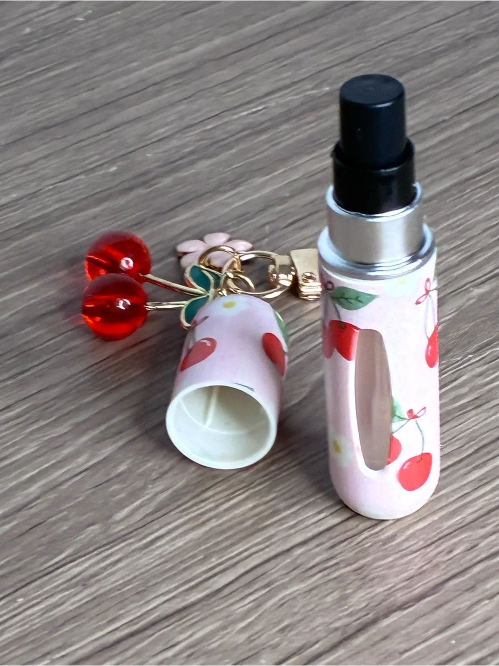 🐼 3/$25 NWT Pink Cherry Blossom Atomizer Holder Keychain